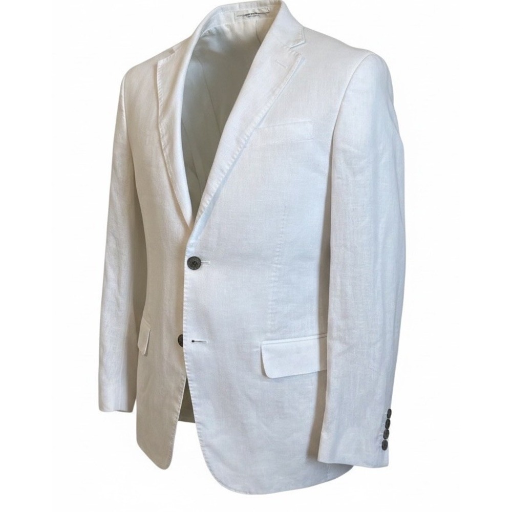 Tasso Elba Mens 100% Linen Blazer Jacket White 2 Button Sport Coat Sz Small 36R